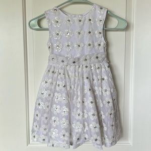 Girl’s The Children’s Place White Sequin Flower Dress